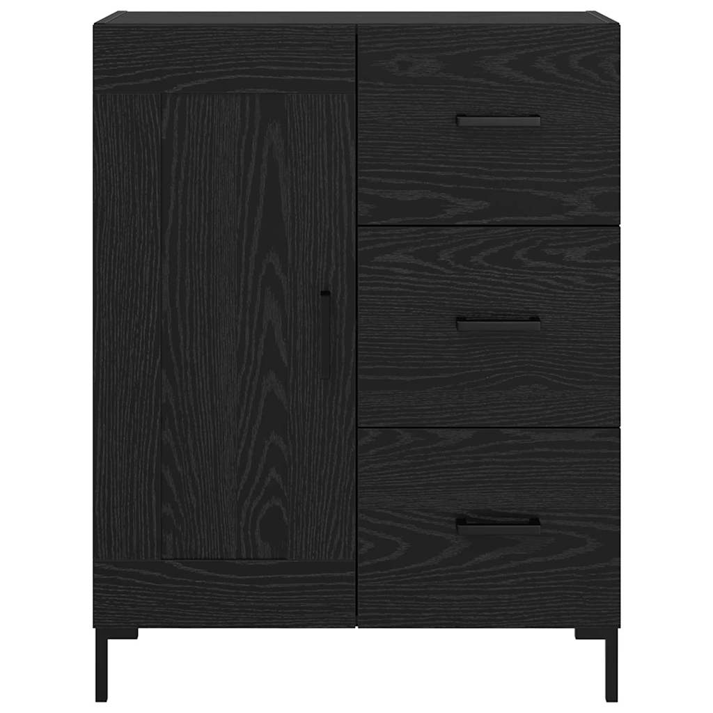 Dressoir met lade Zwart eiken 69.5 x 34 x 90 cm Bewerkt hout