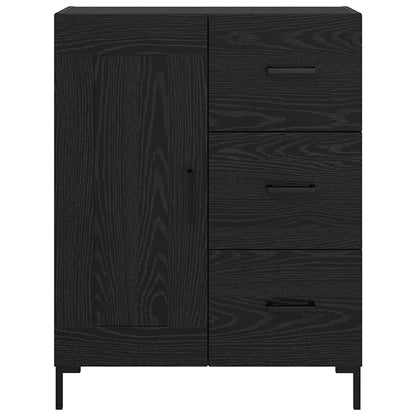 Dressoir met lade Zwart eiken 69.5 x 34 x 90 cm Bewerkt hout