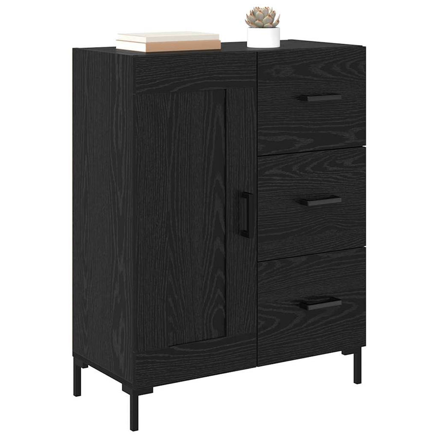 Dressoir met lade Zwart eiken 69.5 x 34 x 90 cm Bewerkt hout