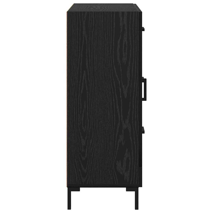 Dressoir met lade Zwart eiken 69.5 x 34 x 90 cm Bewerkt hout