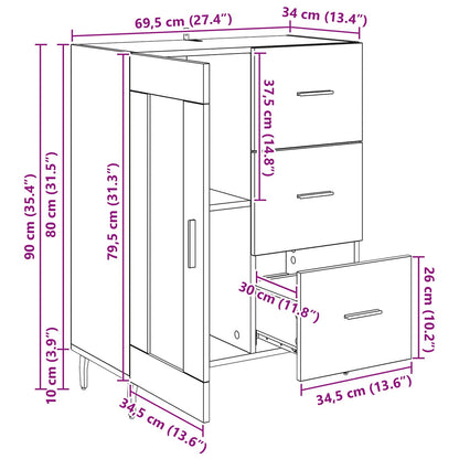 Dressoir Oud Hout 69,5 x 34 x 90 cm Gemonteerd hout en ijzer