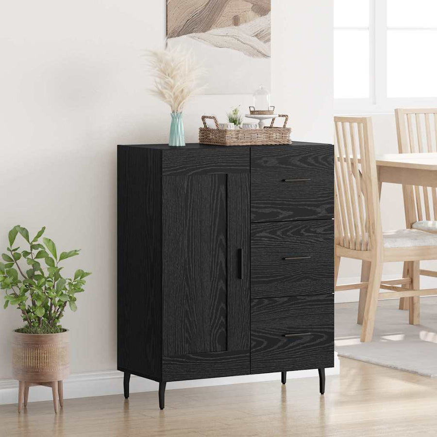Dressoir Zwart Eiken 69,5 x 34 x 90 cm Gemonteerd hout en ijzer