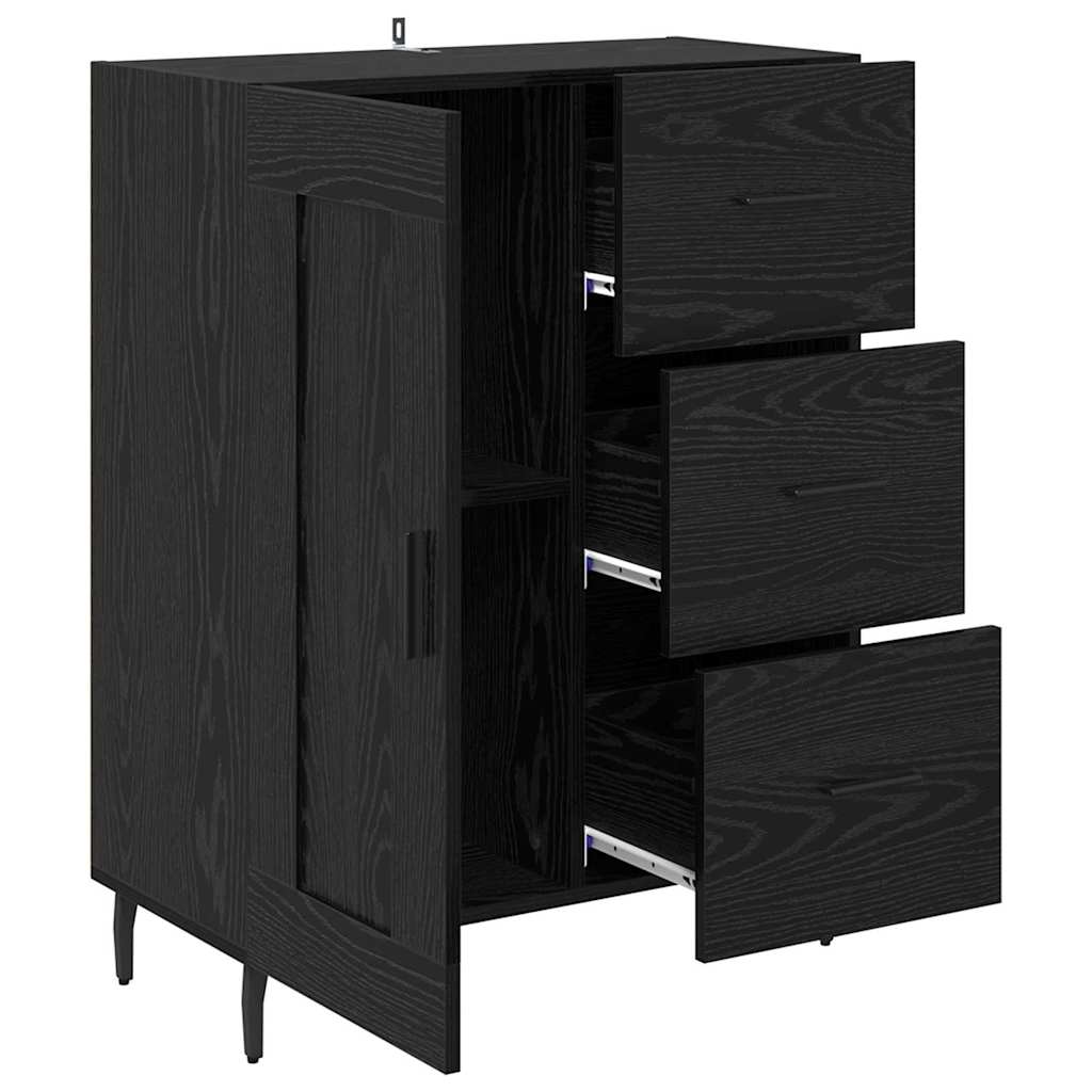 Dressoir Zwart Eiken 69,5 x 34 x 90 cm Gemonteerd hout en ijzer
