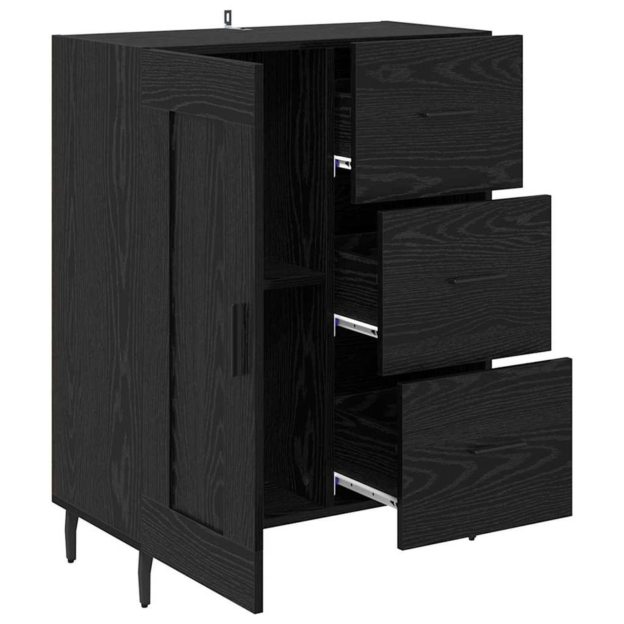 Dressoir Zwart Eiken 69,5 x 34 x 90 cm Gemonteerd hout en ijzer