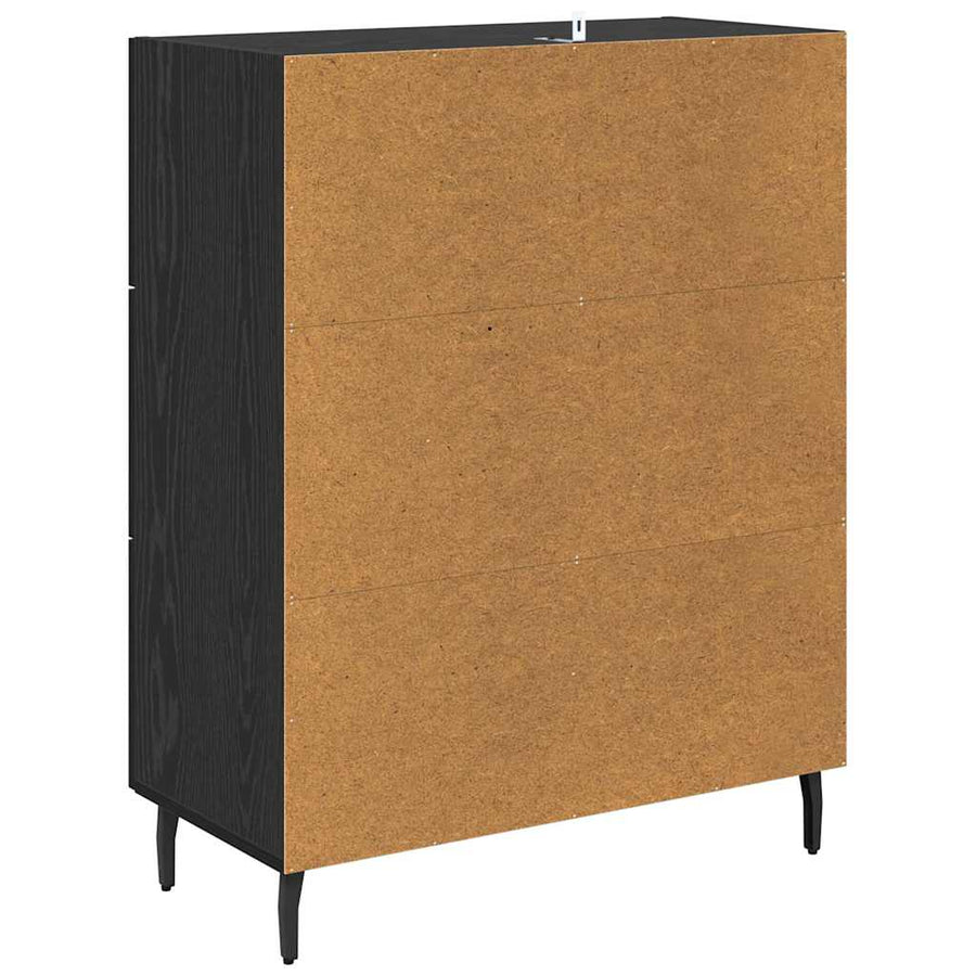Dressoir Zwart Eiken 69,5 x 34 x 90 cm Gemonteerd hout en ijzer