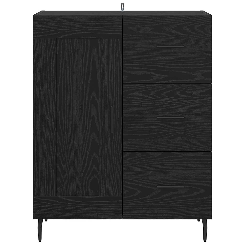 Dressoir Zwart Eiken 69,5 x 34 x 90 cm Gemonteerd hout en ijzer