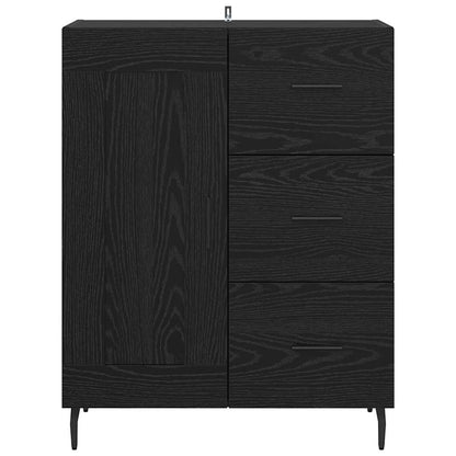 Dressoir Zwart Eiken 69,5 x 34 x 90 cm Gemonteerd hout en ijzer