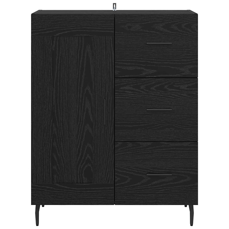 Dressoir Zwart Eiken 69,5 x 34 x 90 cm Gemonteerd hout en ijzer