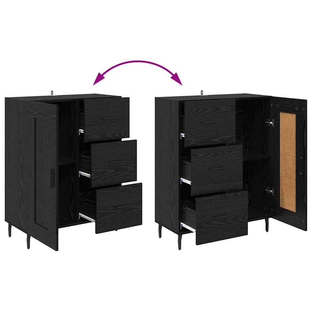 Dressoir Zwart Eiken 69,5 x 34 x 90 cm Gemonteerd hout en ijzer