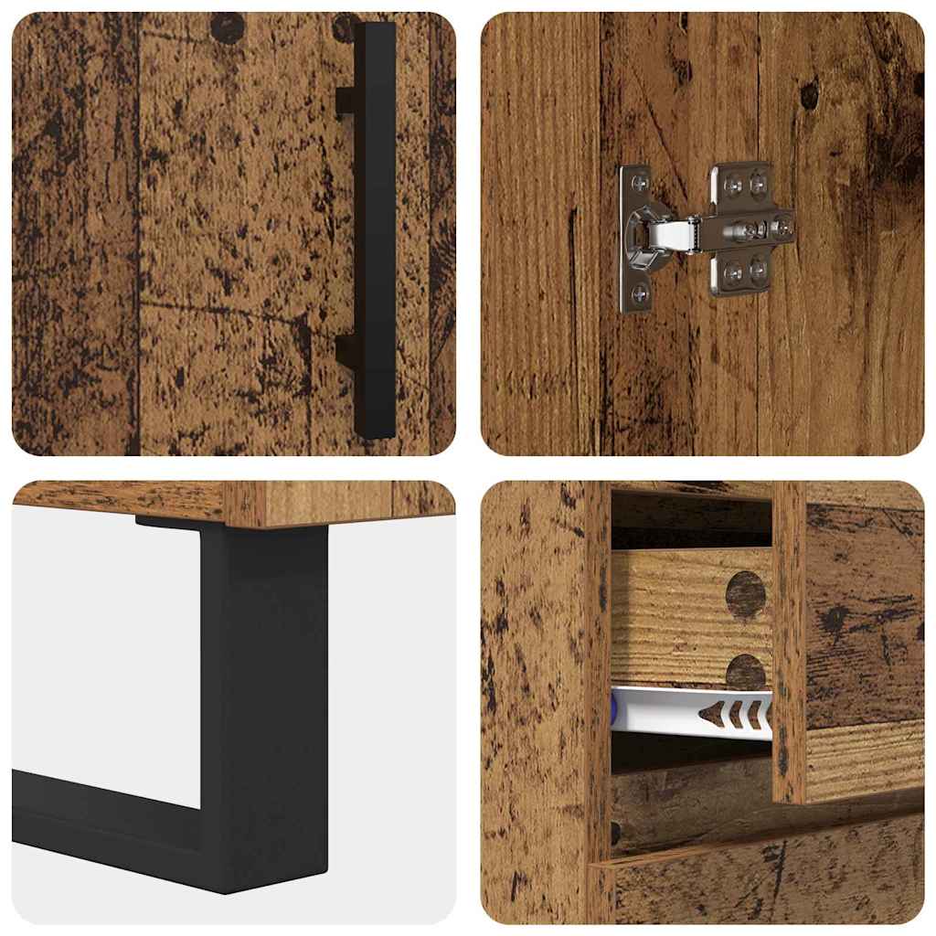 Dressoir Oud Hout 69,5 x 34 x 90 cm Gemonteerd hout en ijzer