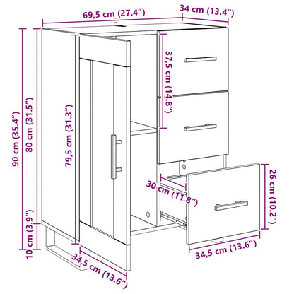 Dressoir met lade Artisan Eiken 69,5 x 34 x 90 cm