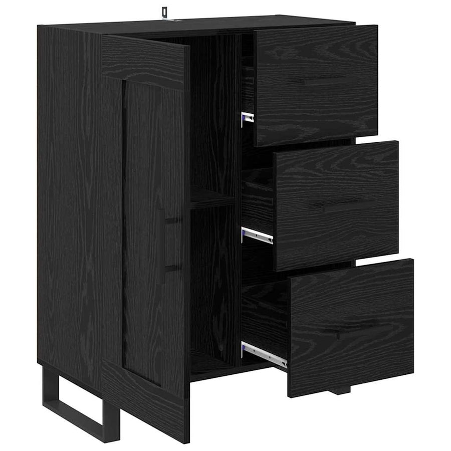 Dressoir Zwart Eiken 69,5 x 34 x 90 cm Gemonteerd hout en ijzer