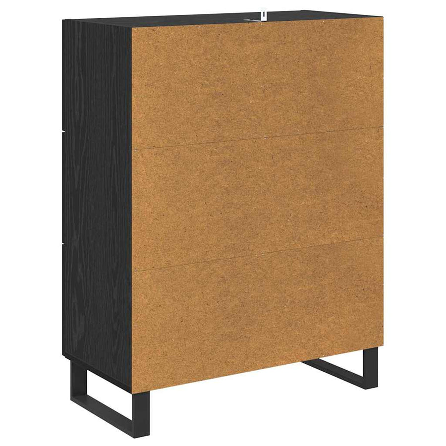 Dressoir Zwart Eiken 69,5 x 34 x 90 cm Gemonteerd hout en ijzer
