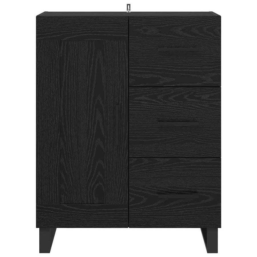 Dressoir Zwart Eiken 69,5 x 34 x 90 cm Gemonteerd hout en ijzer