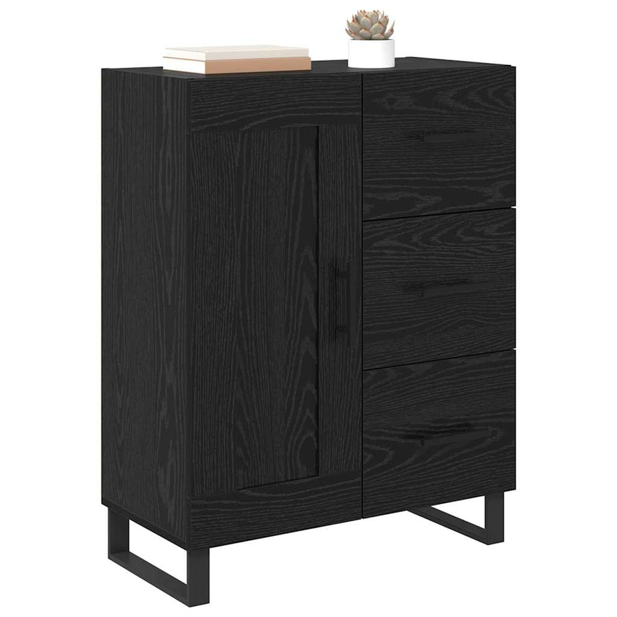 Dressoir Zwart Eiken 69,5 x 34 x 90 cm Gemonteerd hout en ijzer