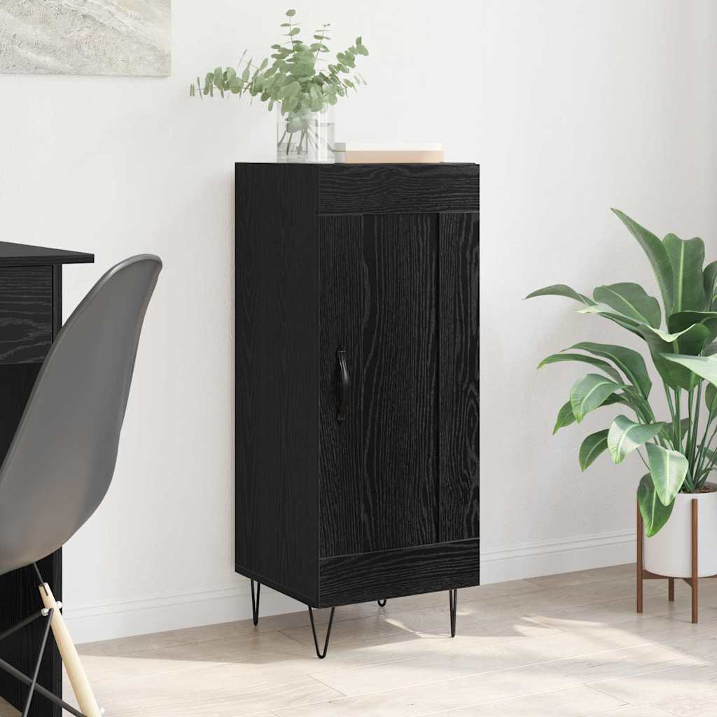 Dressoir Zwart Eiken 34,5 x 34 x 90 cm Gemonteerd hout en ijzer
