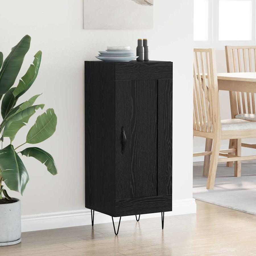 Dressoir Zwart Eiken 34,5 x 34 x 90 cm Gemonteerd hout en ijzer