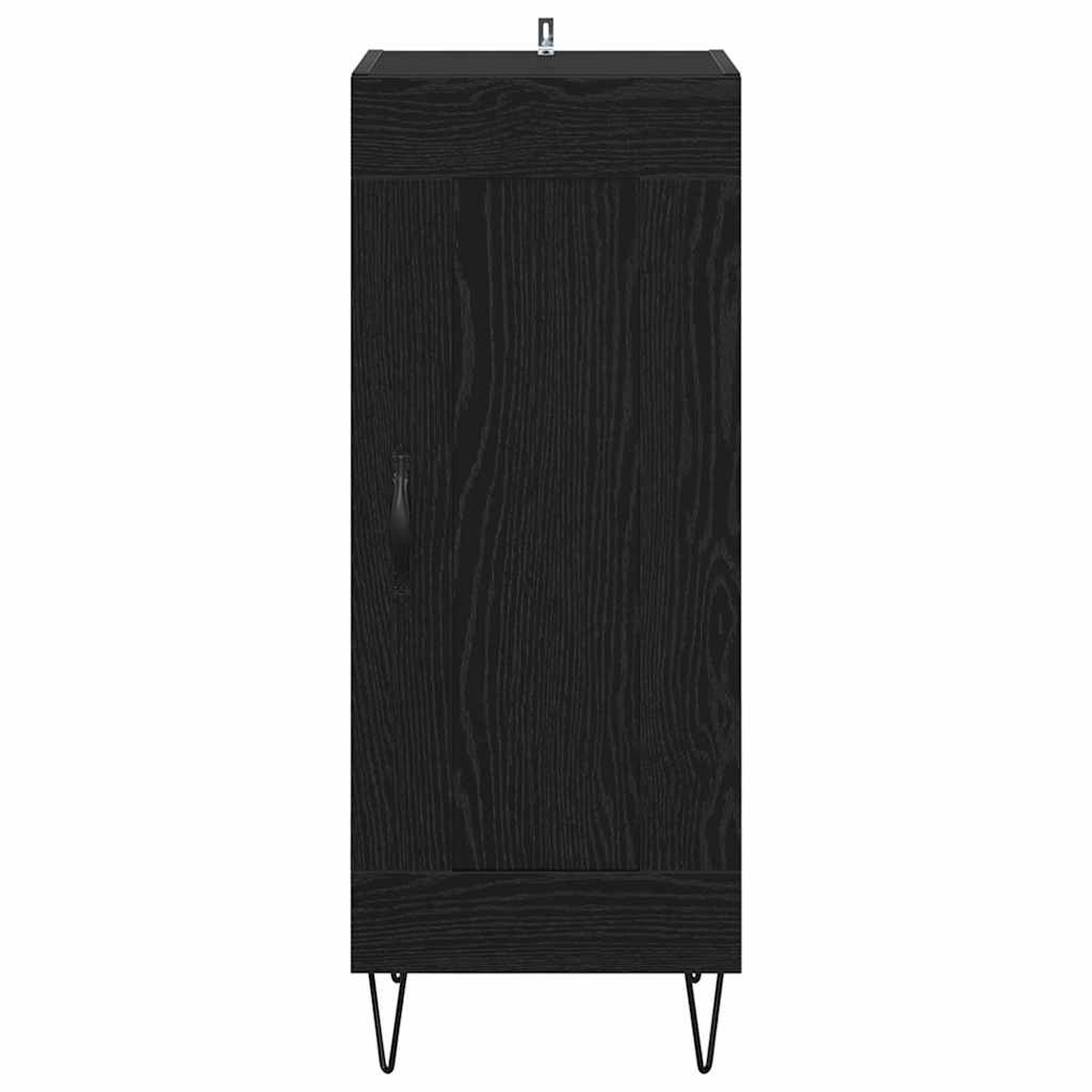 Dressoir Zwart Eiken 34,5 x 34 x 90 cm Gemonteerd hout en ijzer