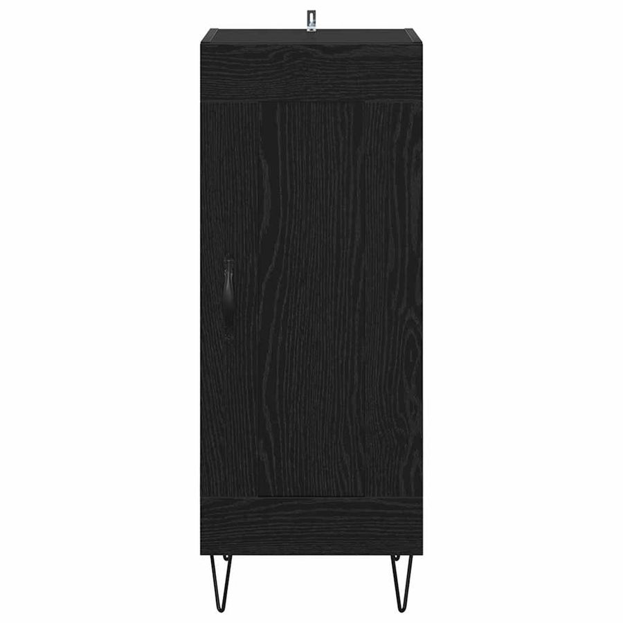 Dressoir Zwart Eiken 34,5 x 34 x 90 cm Gemonteerd hout en ijzer