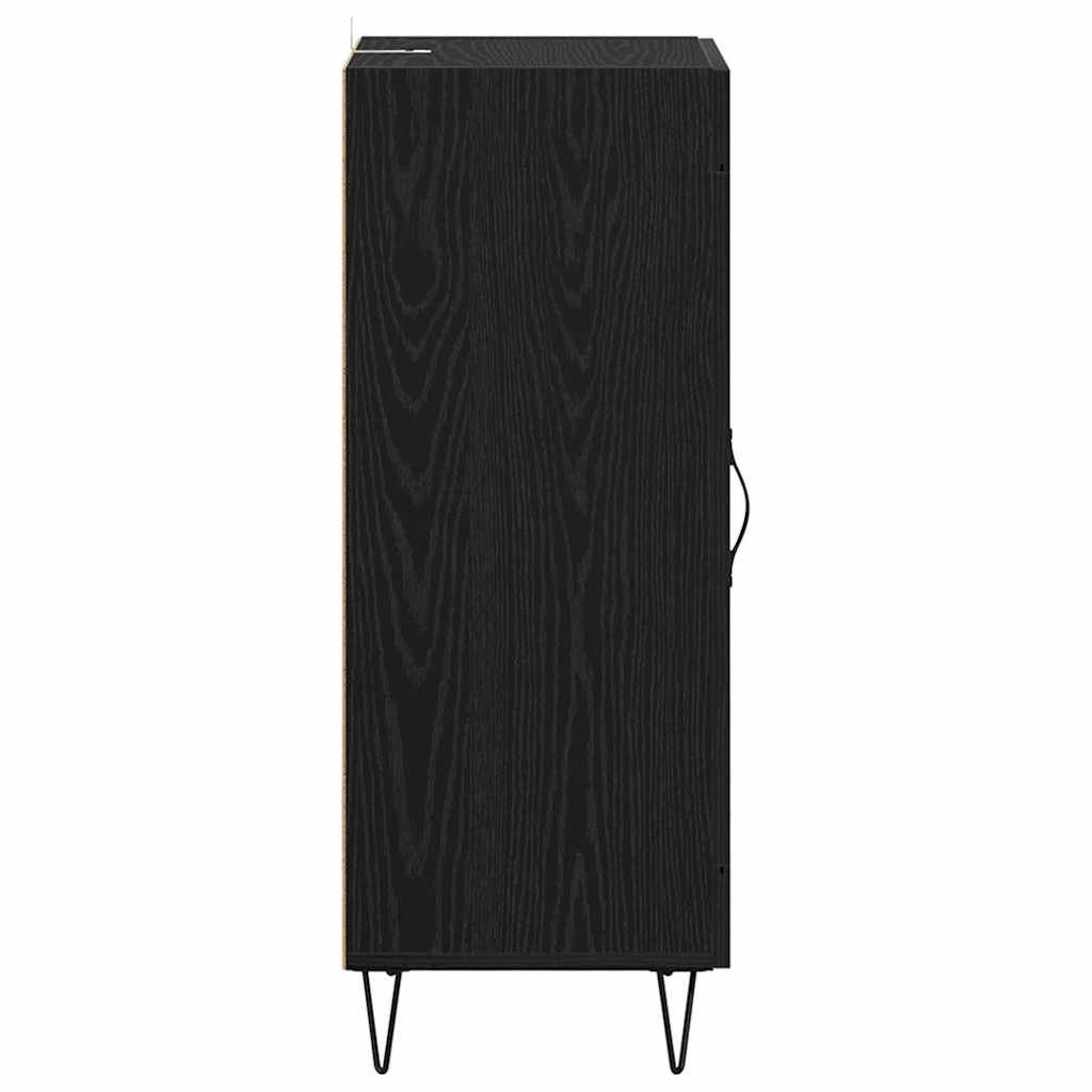 Dressoir Zwart Eiken 34,5 x 34 x 90 cm Gemonteerd hout en ijzer