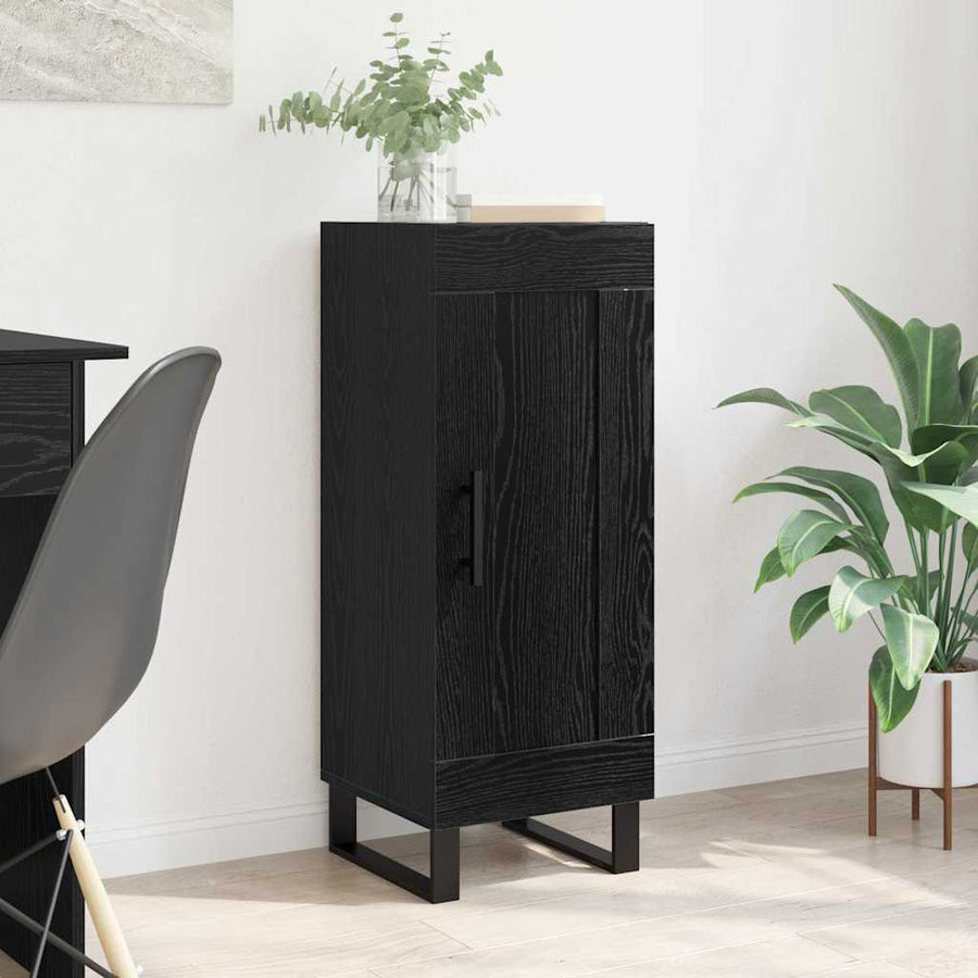 Dressoir Zwart Eiken 34,5 x 34 x 90 cm Gemonteerd hout en ijzer