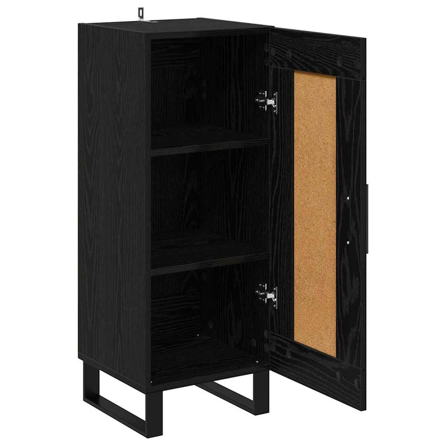 Dressoir Zwart Eiken 34,5 x 34 x 90 cm Gemonteerd hout en ijzer