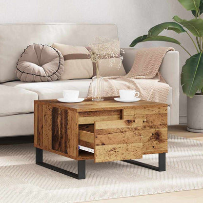 Salontafel met lade Oud hout 55 x 55 x 36,5 cm Bewerkt hout