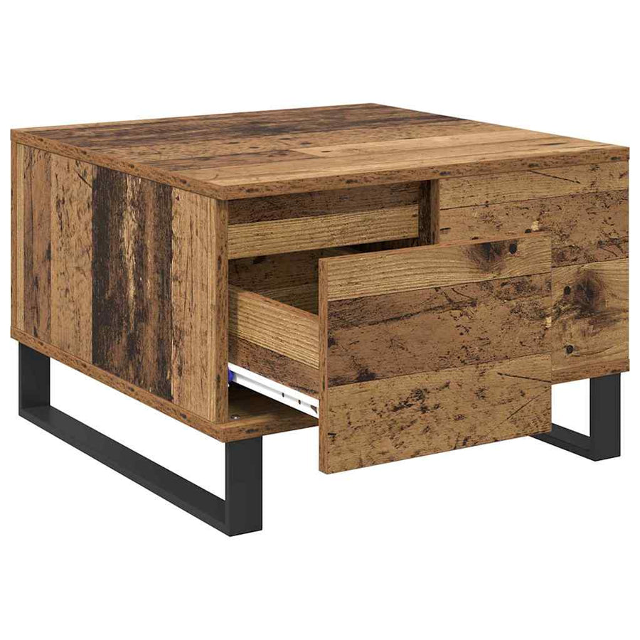 Salontafel met lade Oud hout 55 x 55 x 36,5 cm Bewerkt hout