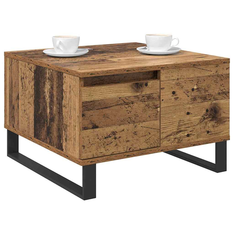 Salontafel met lade Oud hout 55 x 55 x 36,5 cm Bewerkt hout