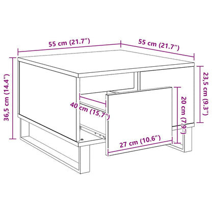 Salontafel Artisan Eiken 55 x 55 x 36,5 cm Bewerkt hout