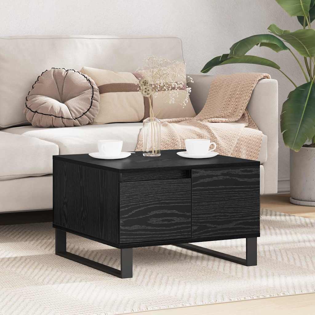 Salontafel met lade Zwart eiken 55 x 55 x 36,5 cm Bewerkt hout