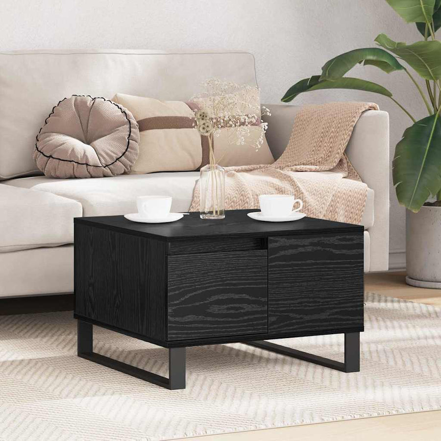 Salontafel met lade Zwart eiken 55 x 55 x 36,5 cm Bewerkt hout