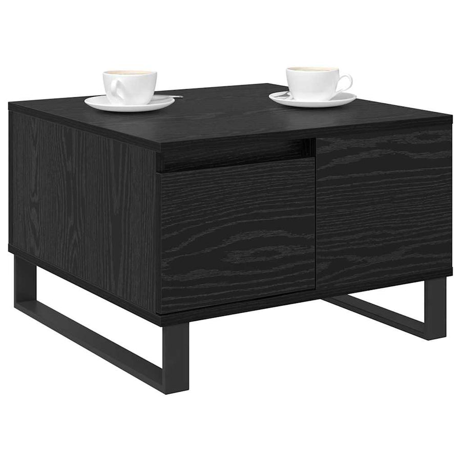 Salontafel met lade Zwart eiken 55 x 55 x 36,5 cm Bewerkt hout
