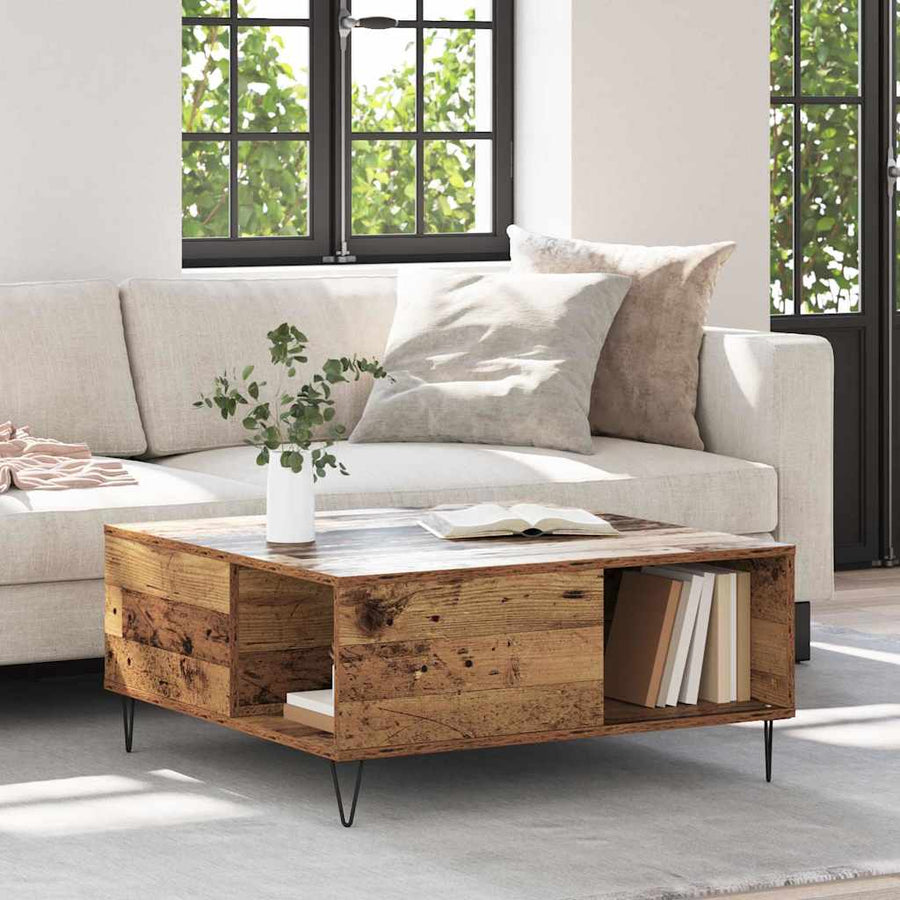 Salontafel Oud Hout 80 x 80 x 36,5 cm Bewerkt hout