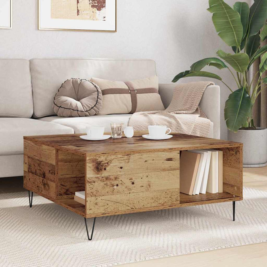 Salontafel Oud Hout 80 x 80 x 36,5 cm Bewerkt hout