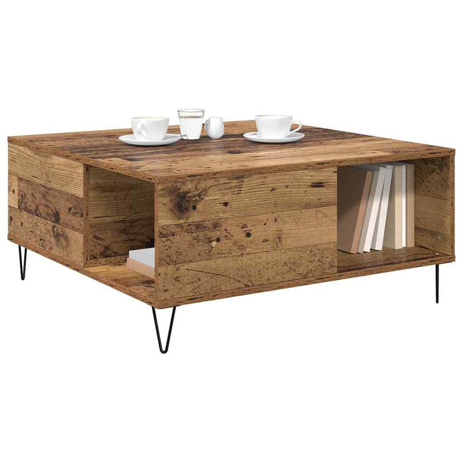 Salontafel Oud Hout 80 x 80 x 36,5 cm Bewerkt hout