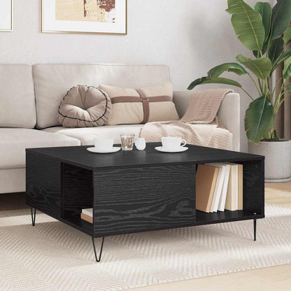 Salontafel Zwart Eiken 80 x 80 x 36,5 cm Bewerkt hout
