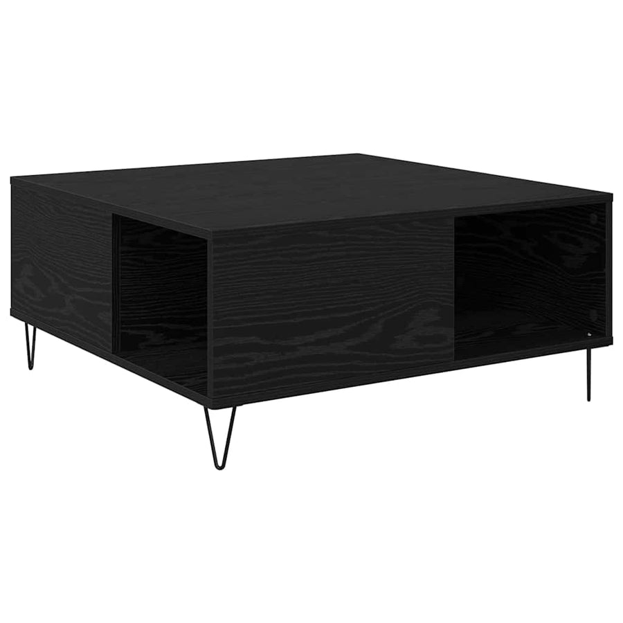 Salontafel Zwart Eiken 80 x 80 x 36,5 cm Bewerkt hout