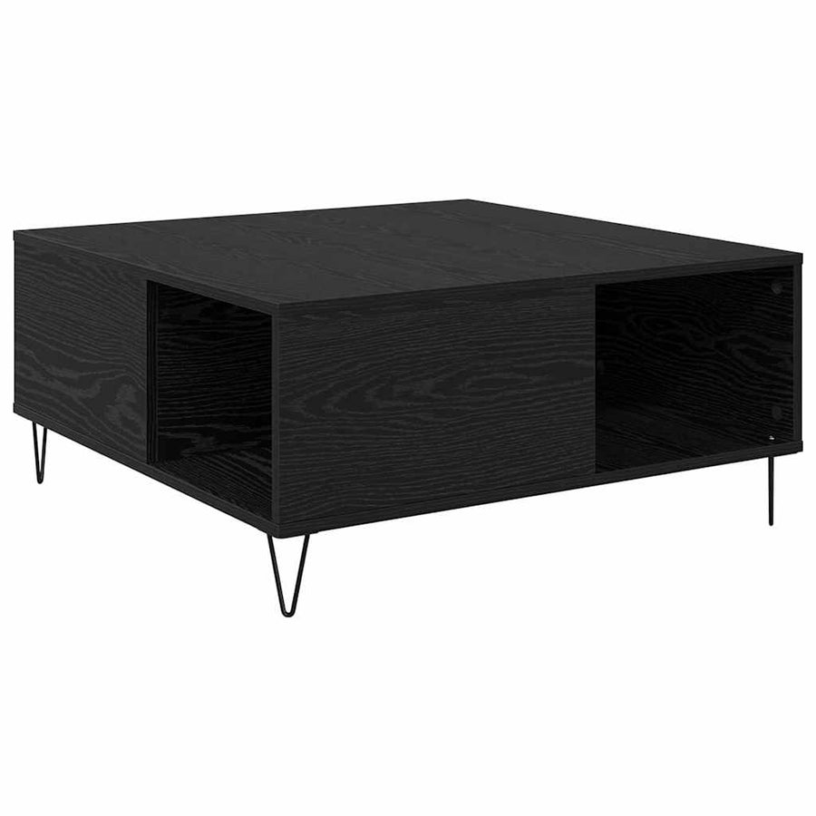 Salontafel Zwart Eiken 80 x 80 x 36,5 cm Bewerkt hout