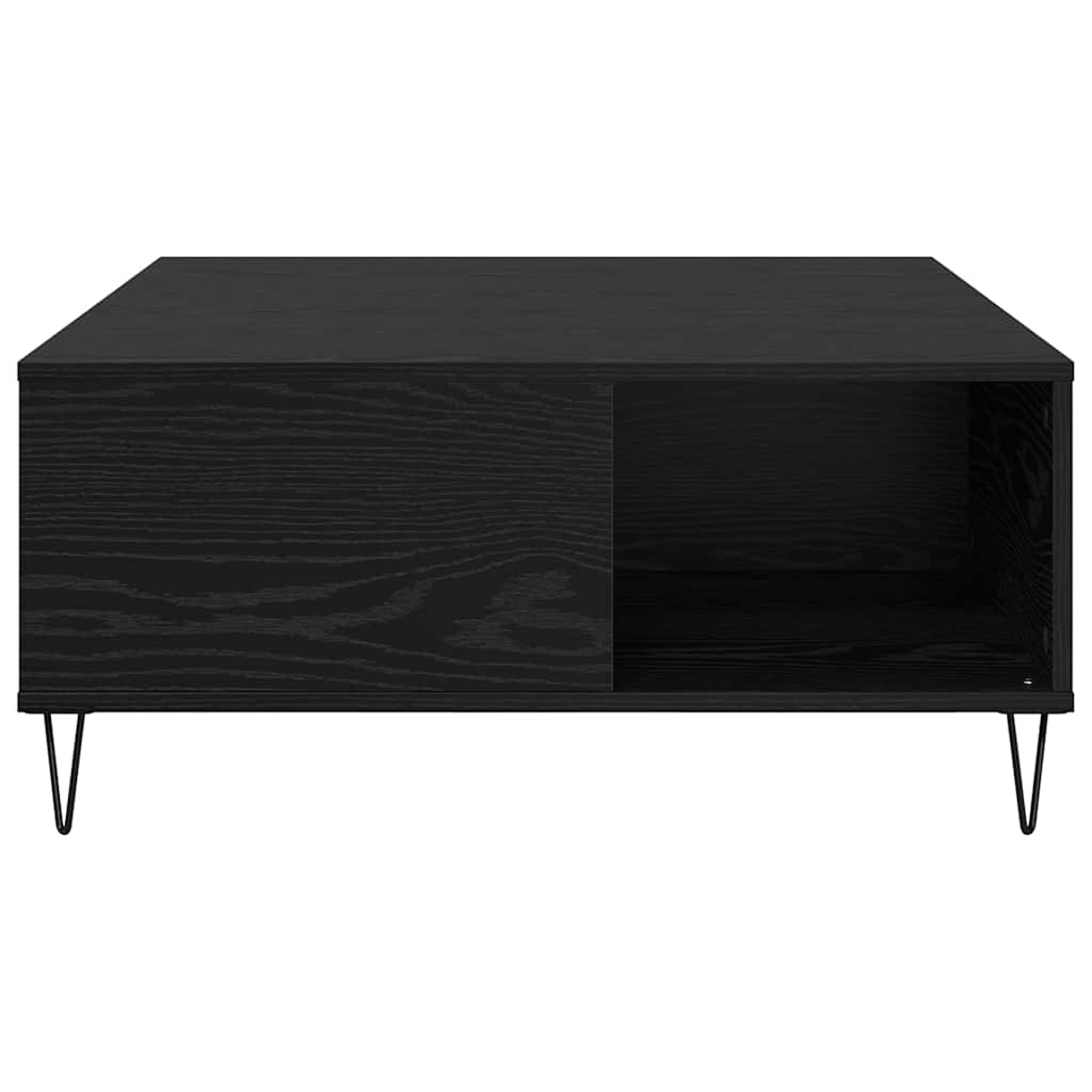 Salontafel Zwart Eiken 80 x 80 x 36,5 cm Bewerkt hout