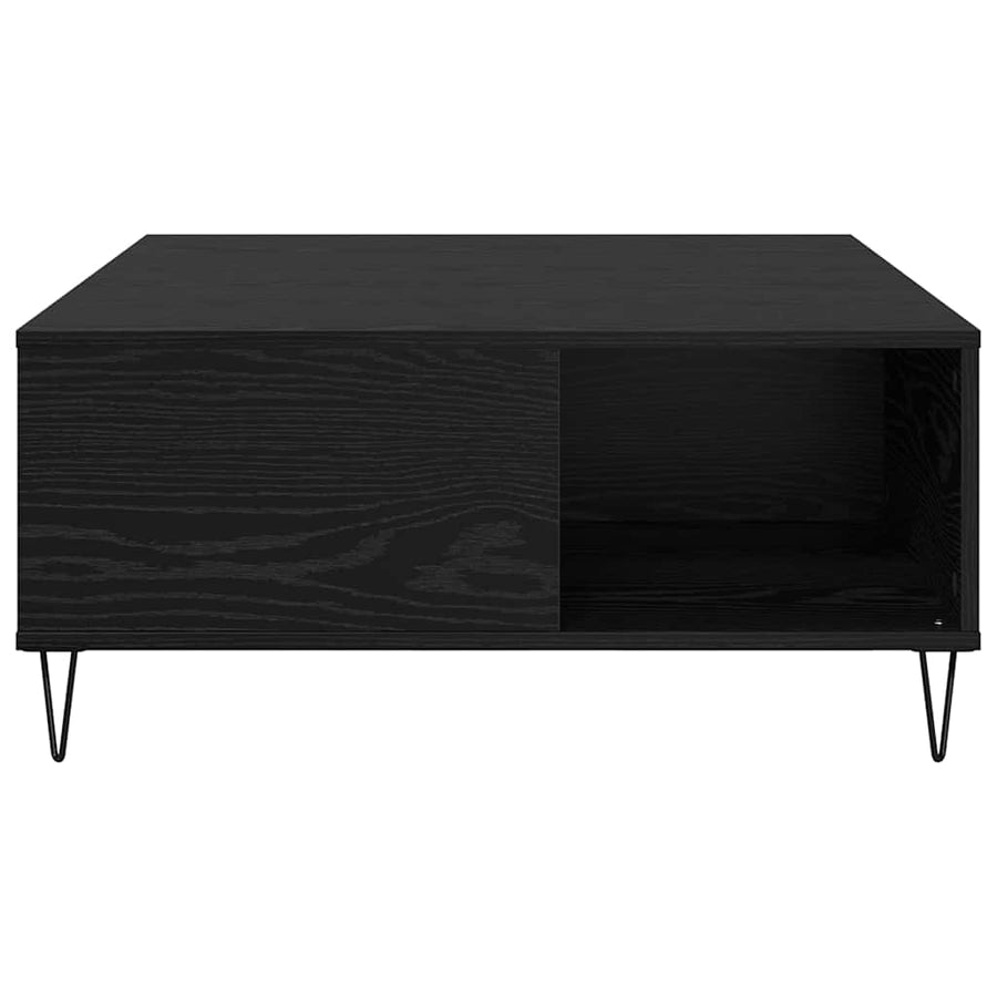 Salontafel Zwart Eiken 80 x 80 x 36,5 cm Bewerkt hout