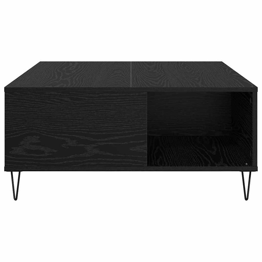 Salontafel Zwart Eiken 80 x 80 x 36,5 cm Bewerkt hout