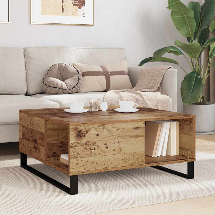 Salontafel Oud hout 80 x 80 x 36.5 cm Bewerkt hout