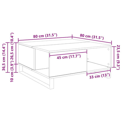Salontafel Oud hout 80 x 80 x 36.5 cm Bewerkt hout