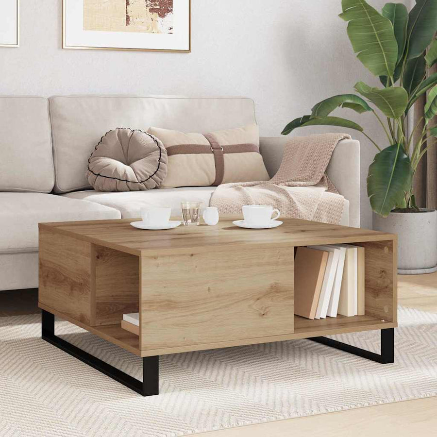 Salontafel artisanaal eikenkleurig 80 x 80 x 36.5 cm