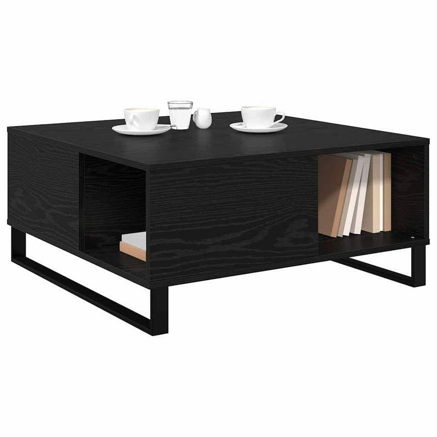 Salontafel Zwart eiken 80 x 80 x 36.5 cm Bewerkt hout