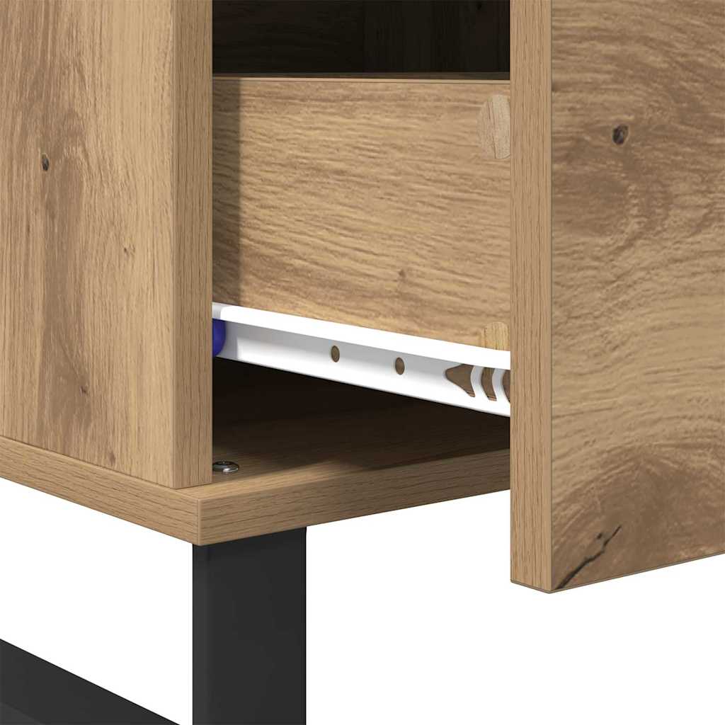 Salontafel met lade artisanaal eikenkleurig Bewerkt hout