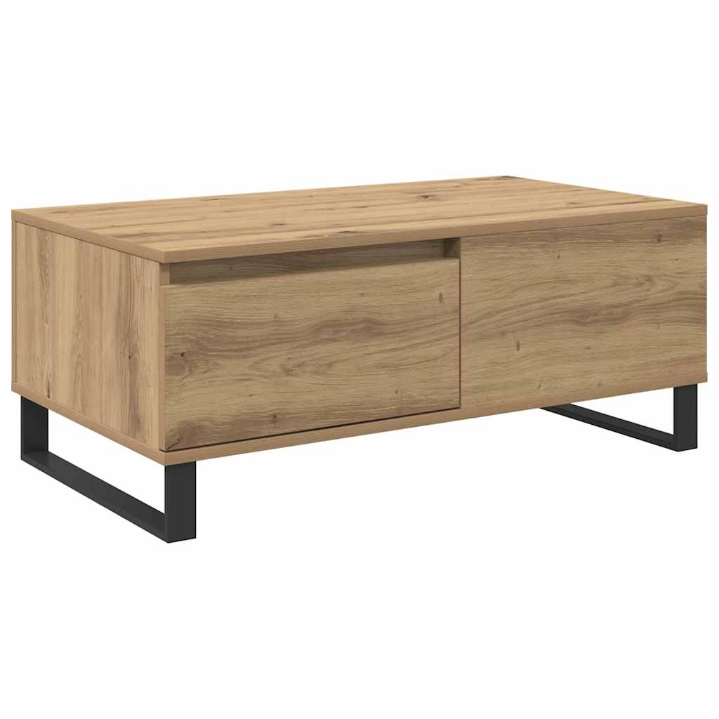 Salontafel met lade artisanaal eikenkleurig Bewerkt hout