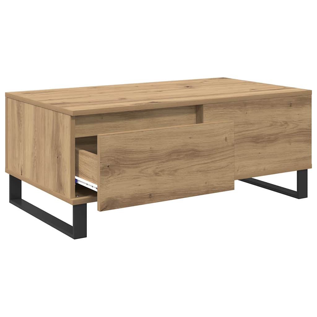 Salontafel met lade artisanaal eikenkleurig Bewerkt hout