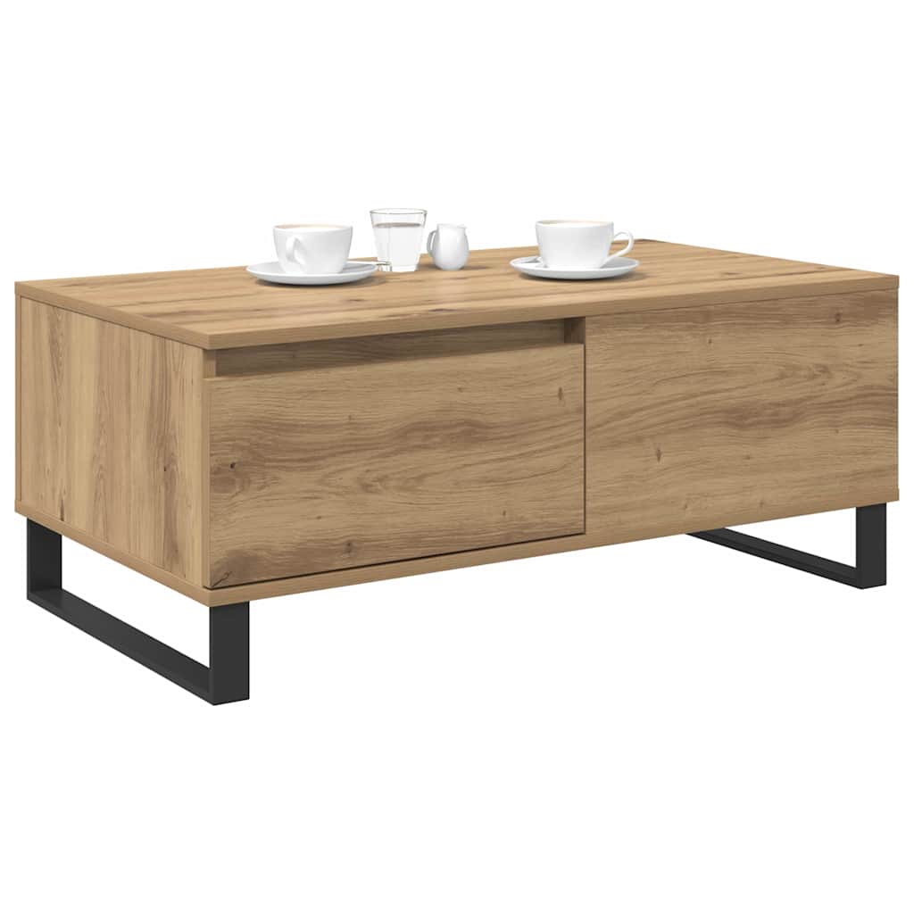 Salontafel met lade artisanaal eikenkleurig Bewerkt hout